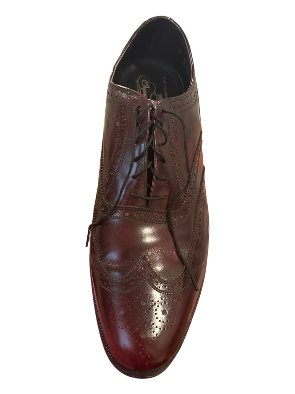 60s-70s FLORSHEIM ROYAL IMPERIAL OXBLOOD LEATHER WINGTIP SHOES W DUST COVER 13D - Picture 5 of 12